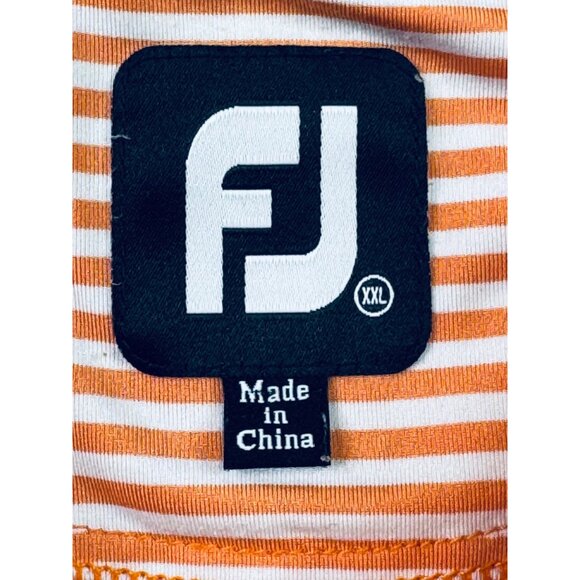 Footjoy Polo Shirt Mens XXL Orange White Stripes Elks Club Stretch Golf - Picture 10 of 13
